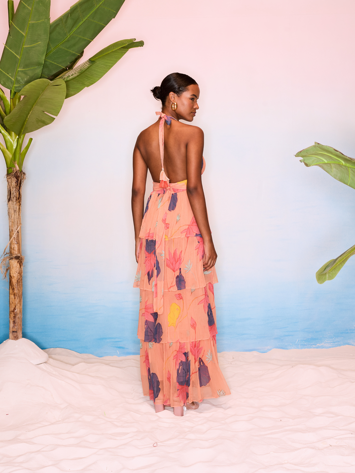 Mallika Four Layered Halter Maxi