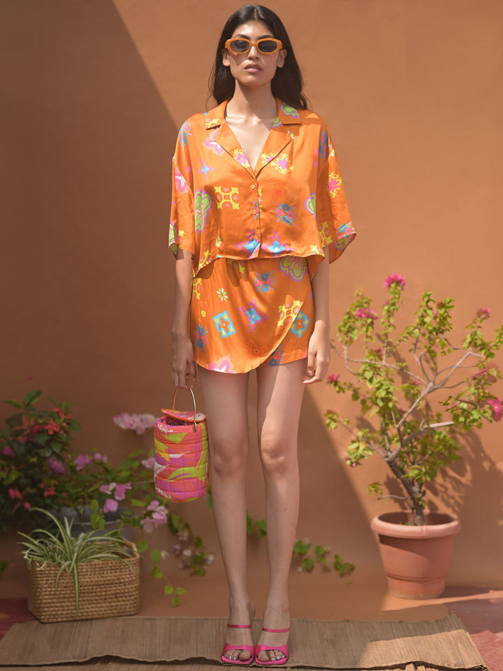 Nora Oversized Cropped Shirt and Tulip Skort Set