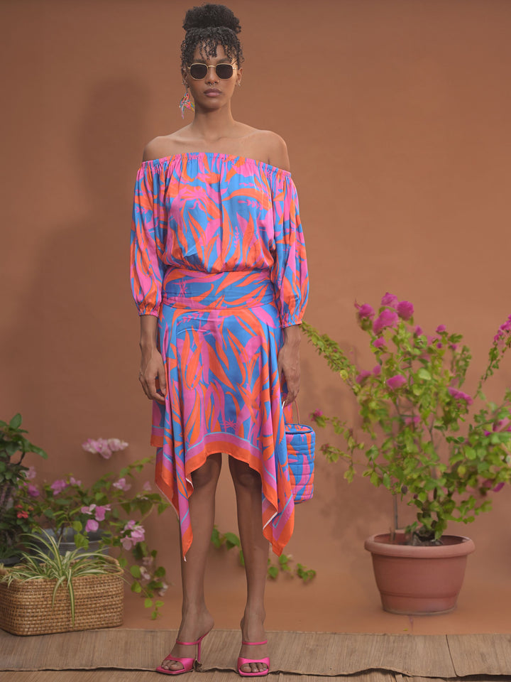 Leila Off-Shoulder Handkerchief Dress