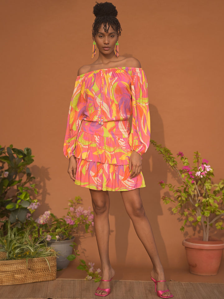 Malibu Peasant Mini Dress