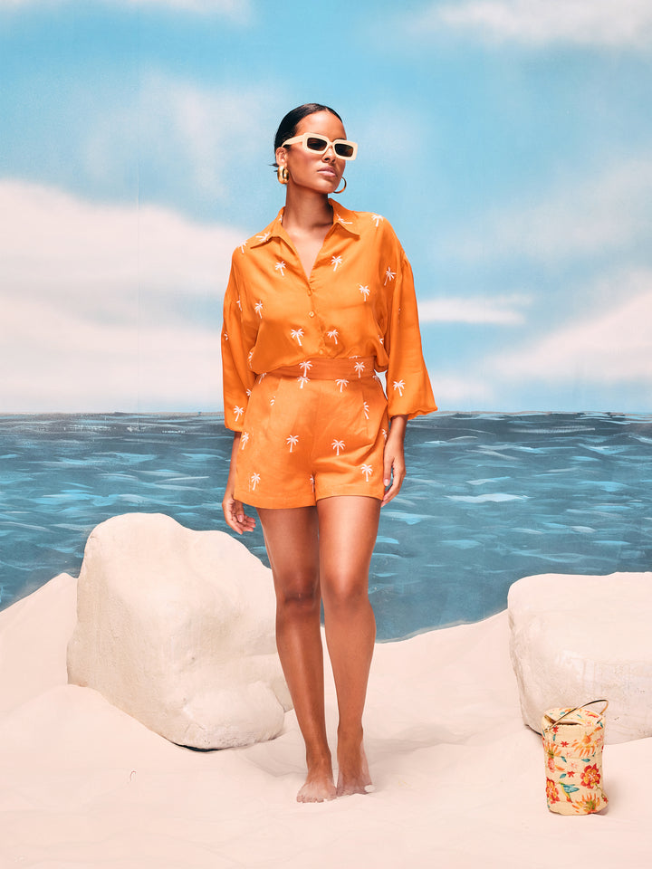 Santara Palm Shirt & Shorts Set