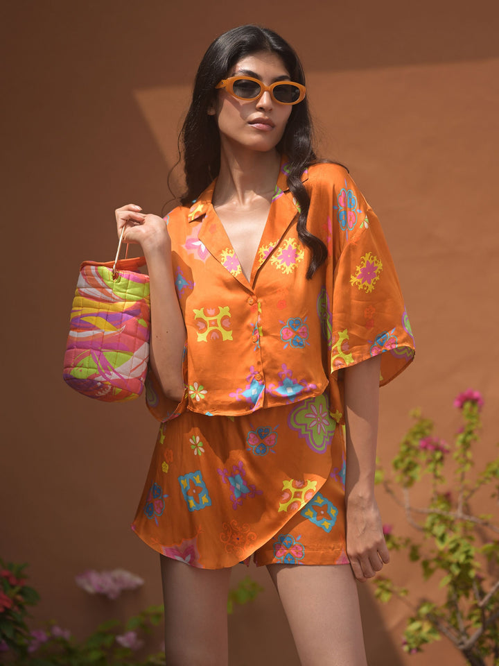 Nora Oversized Cropped Shirt and Tulip Skort Set