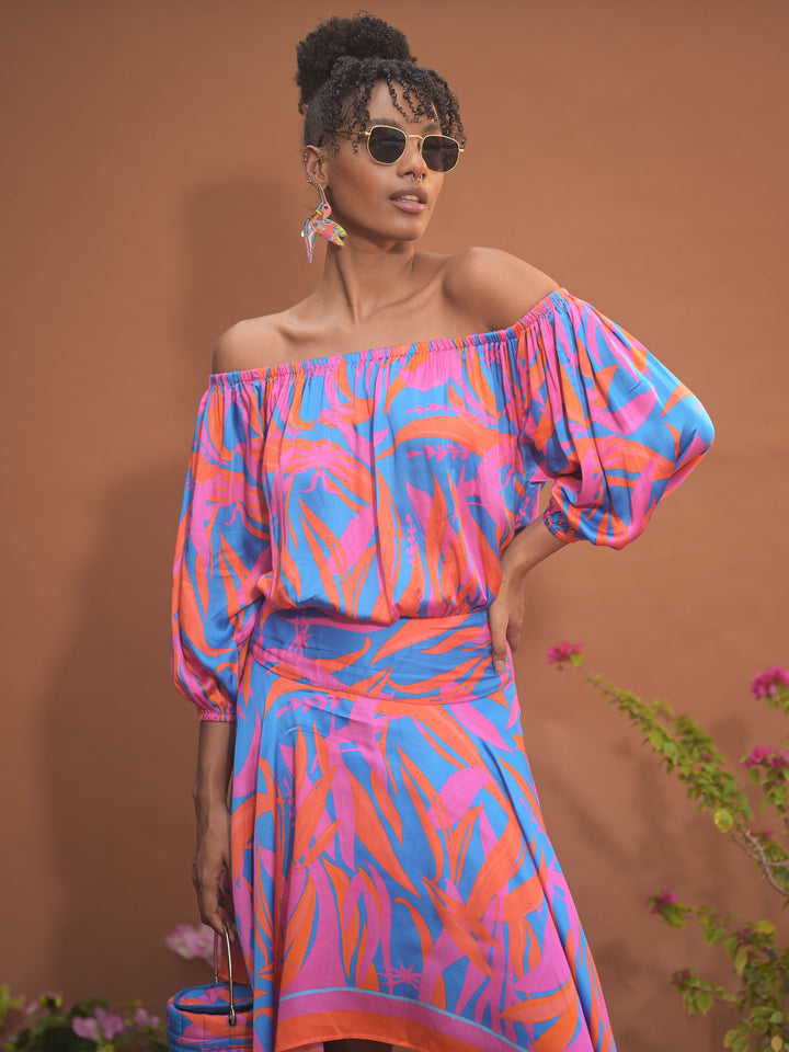 Leila Off-Shoulder Handkerchief Dress