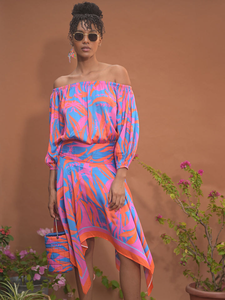 Leila Off-Shoulder Handkerchief Dress