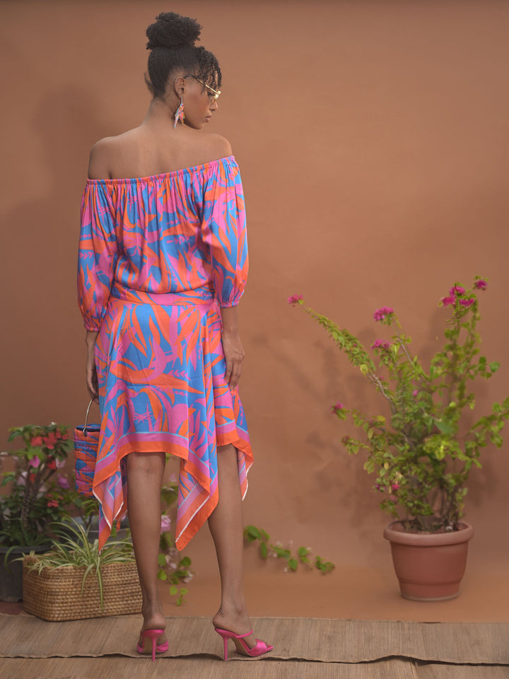 Leila Off-Shoulder Handkerchief Dress