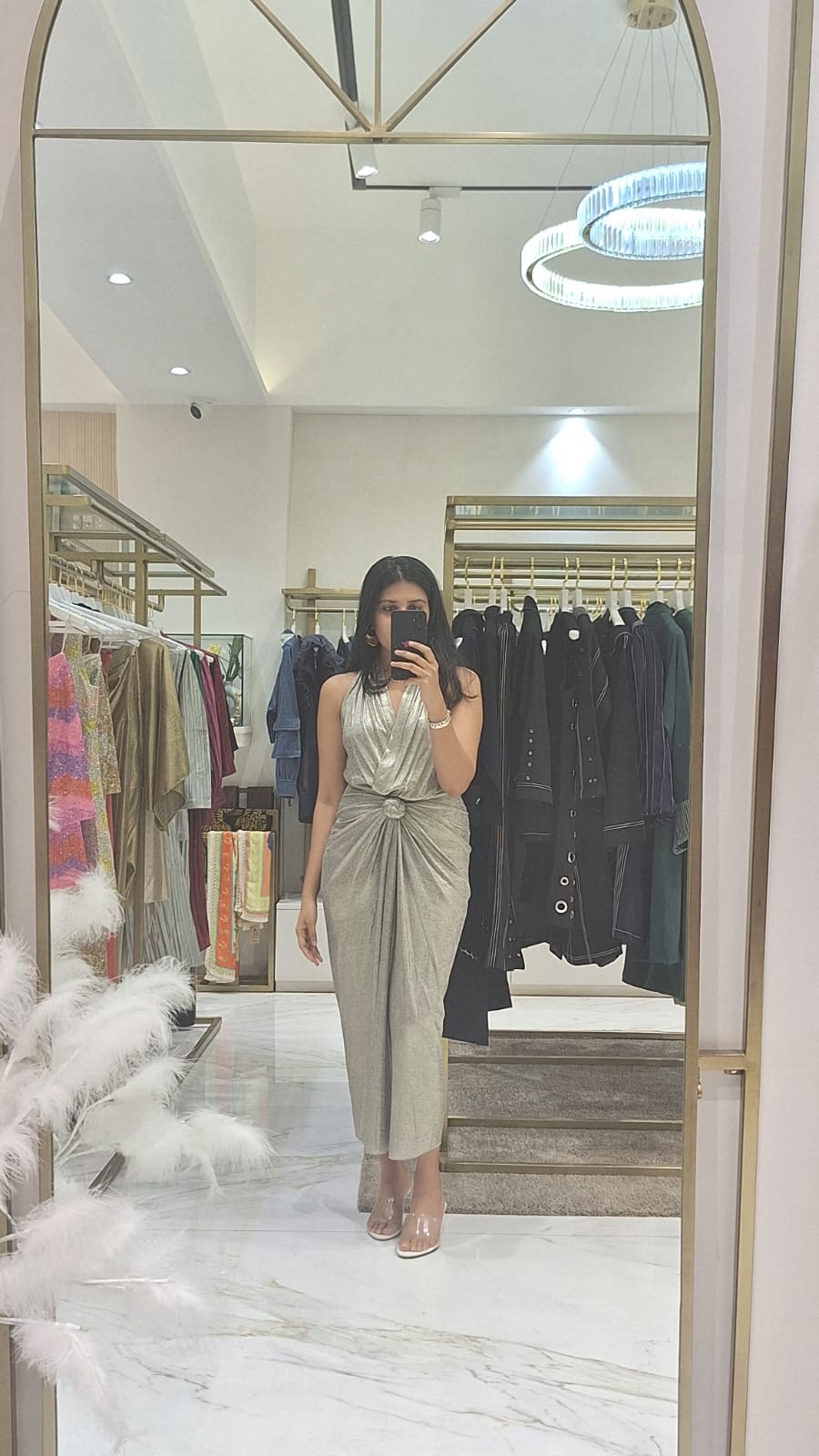 Silver Knotted Halter Maxi