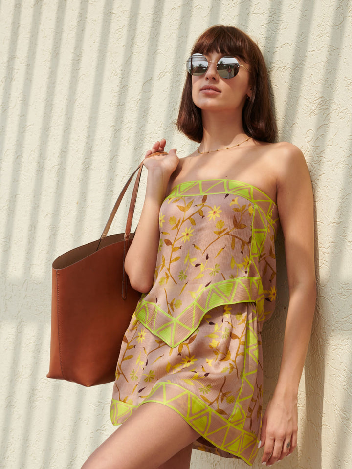 Maui Scarf A-line Mini Skirt (Earth)