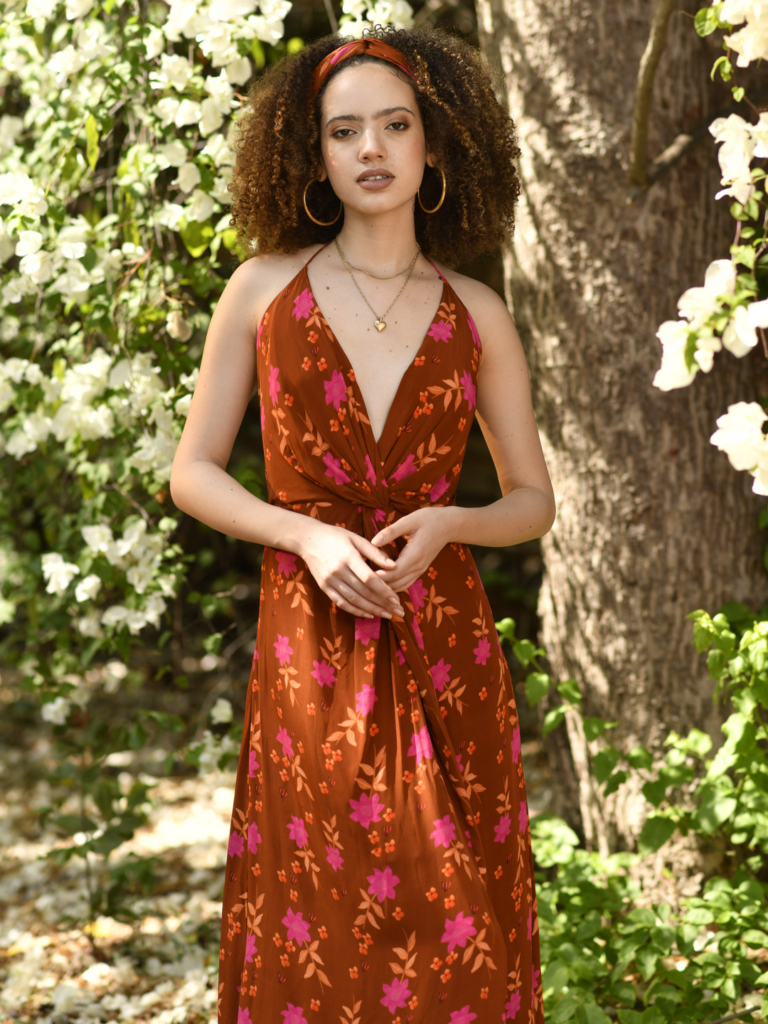 Camellia Front Knot Halter Maxi Dress