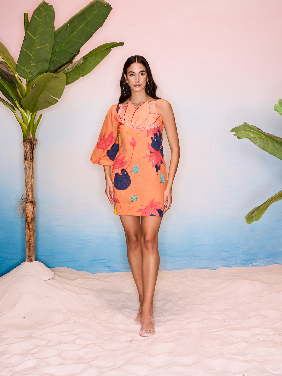 lotus mini dress CHIFFON CARMEN LOTUS MINI DRESS 2 / Blue