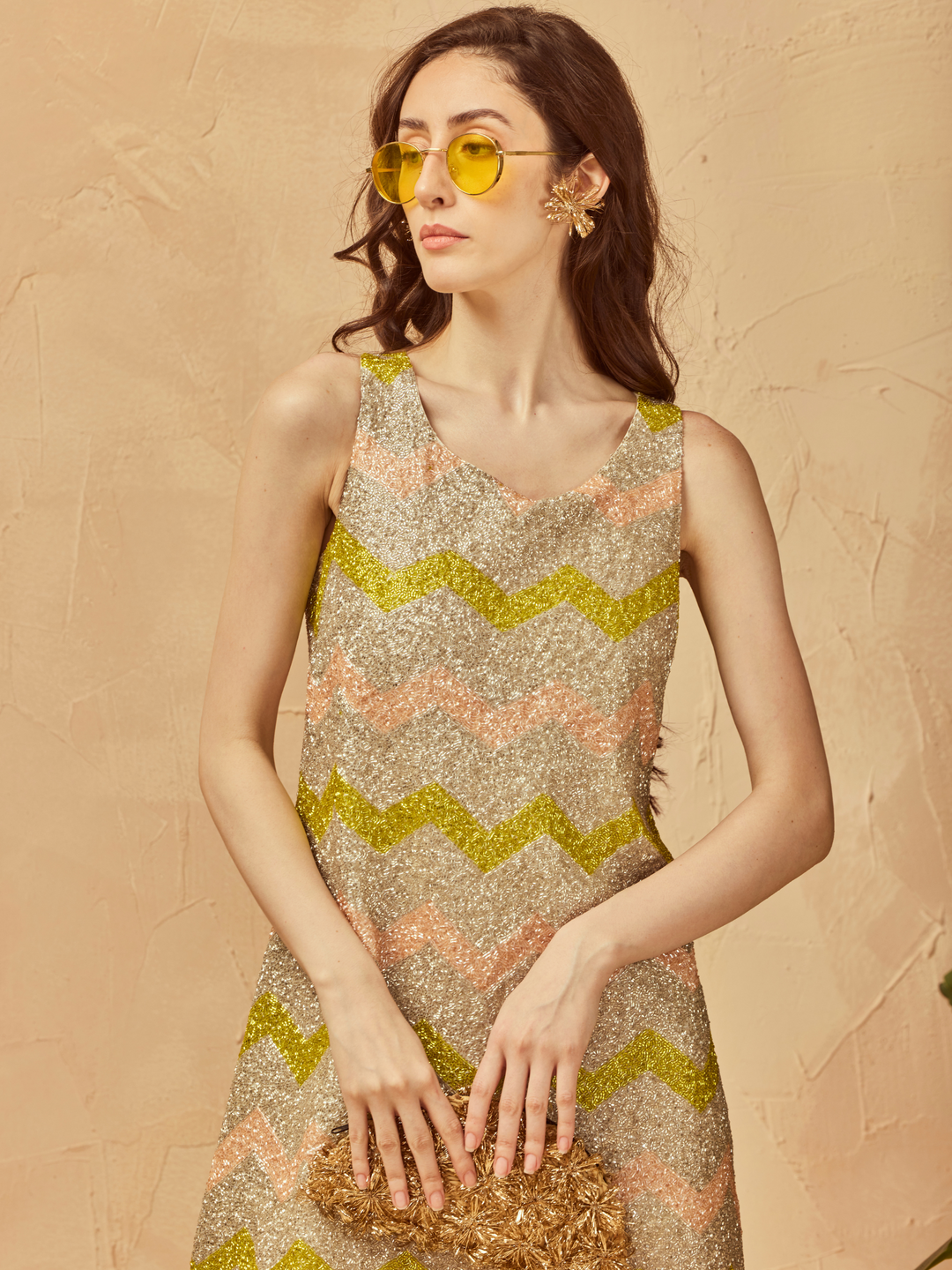 Sunshine Beaded Shift Mini Dress