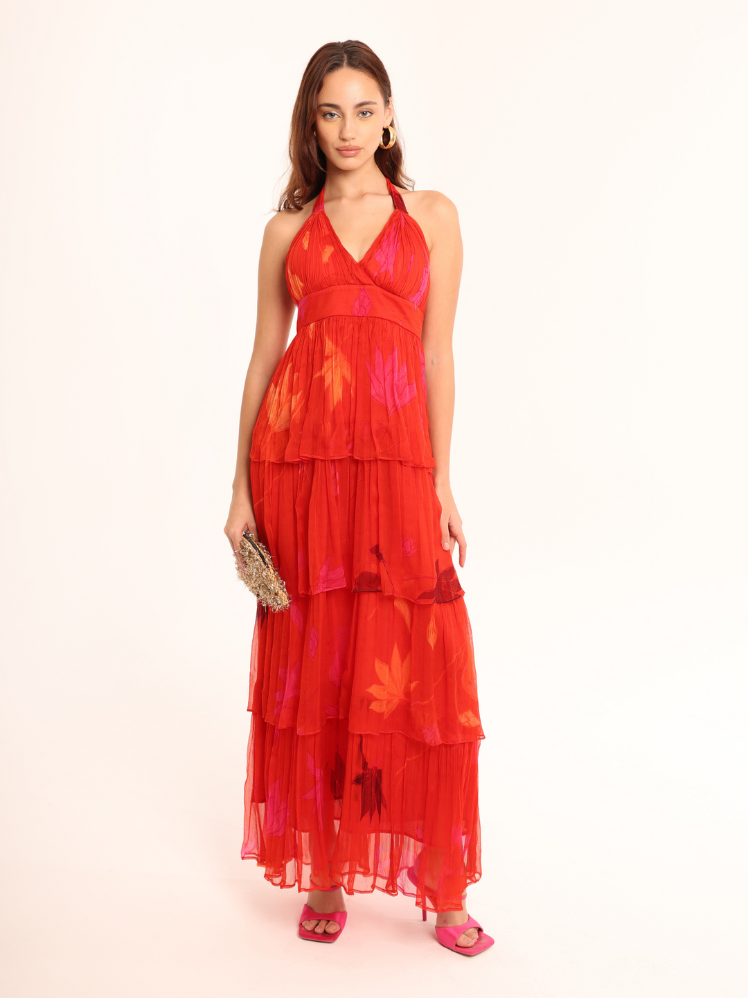 Kesar Four Layered Halter Maxi