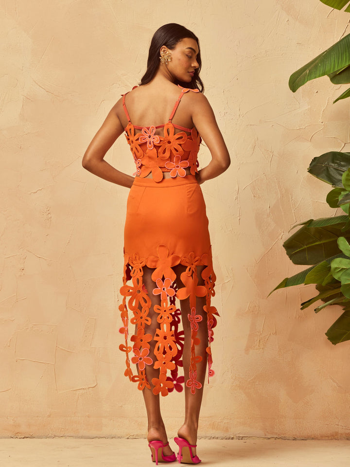 Noor Floral Cutout Top & Skirt Set