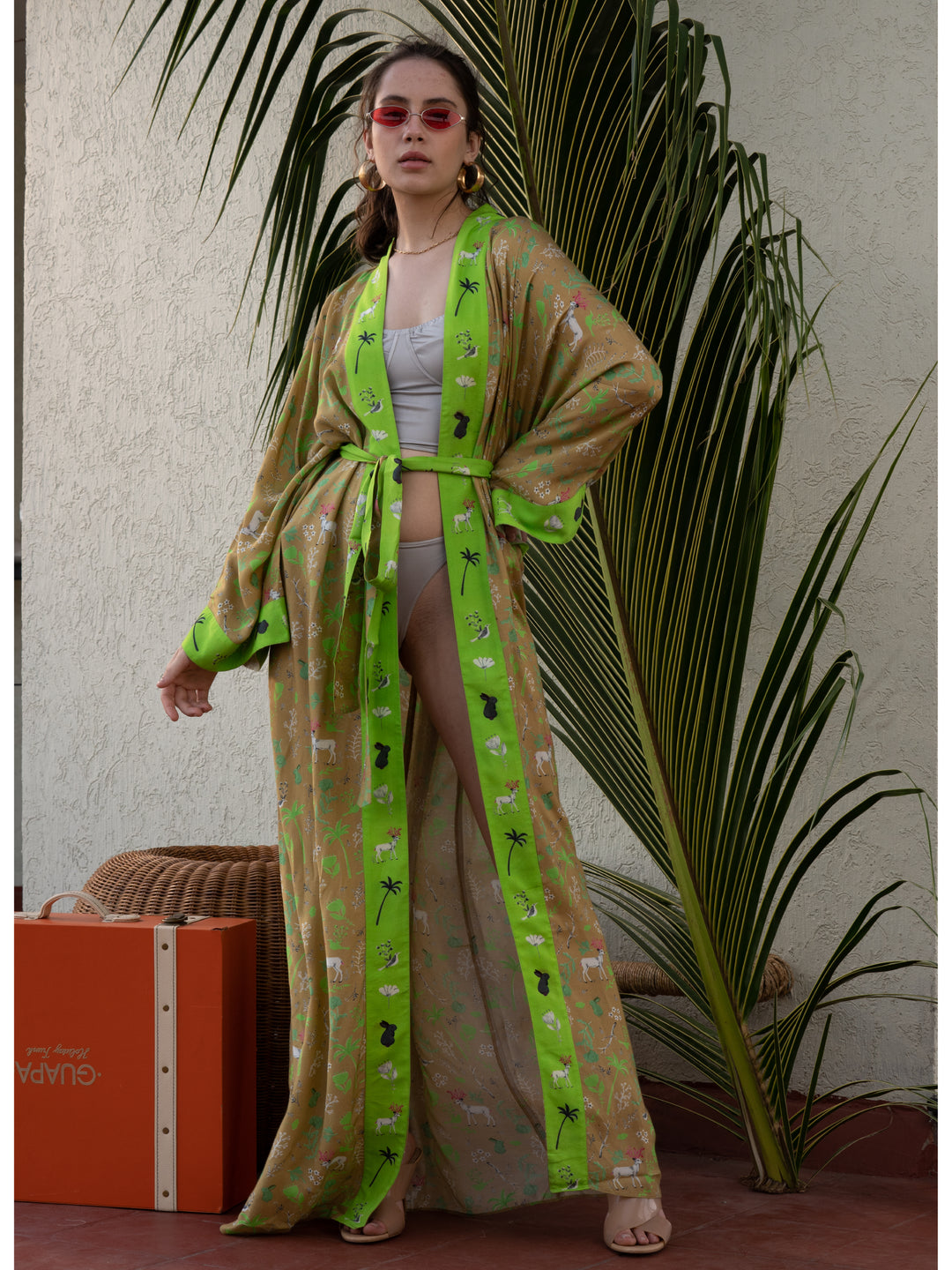 Parrot Scarf Kimono Robe