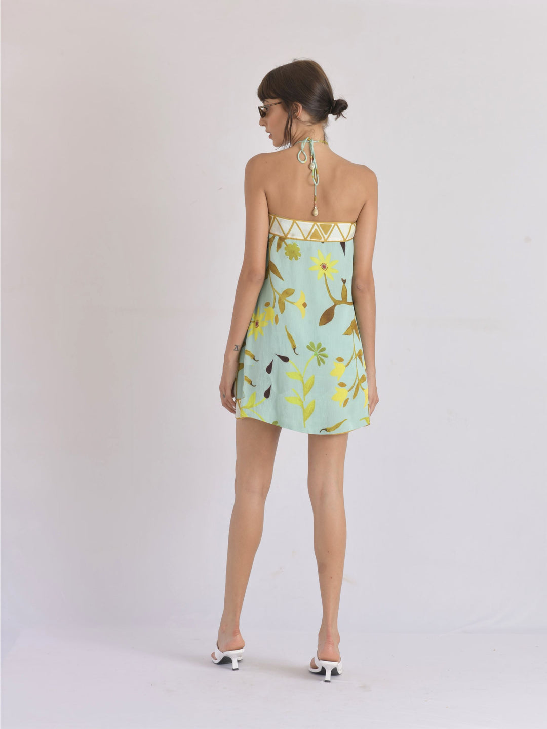 Malia Scarf Halter Mini Dress Mint / Crinkle Satin / XS Malia Scarf Halter Mini Dress Mint / Crinkle Satin / XS