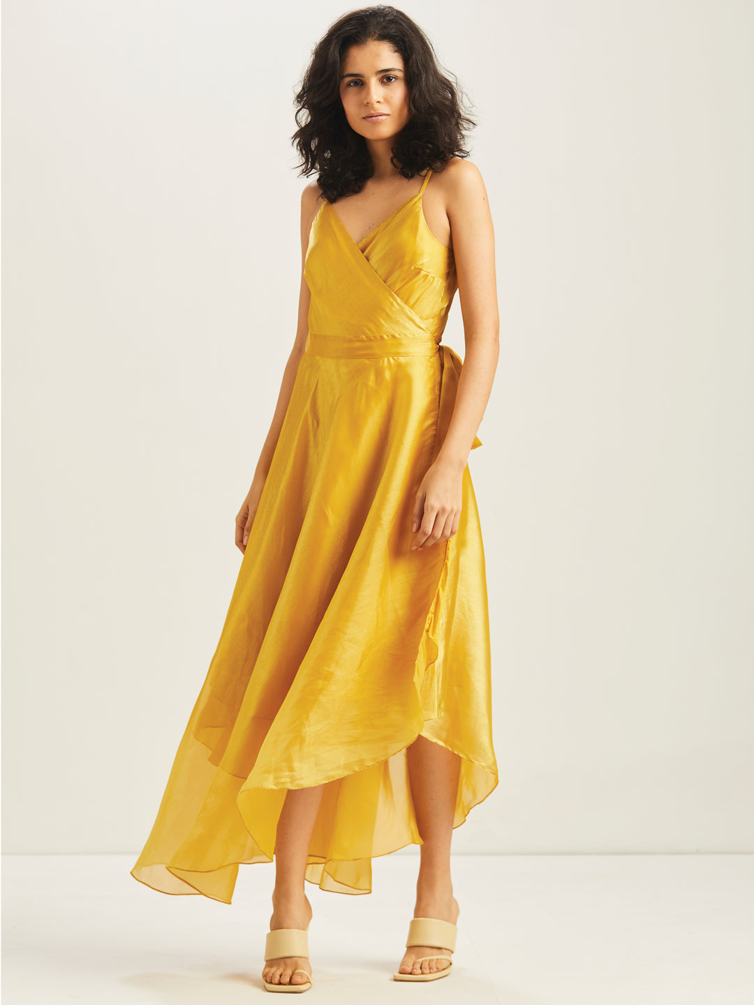 Nergis Asymmetrical Wrap Dress (Yellow)
