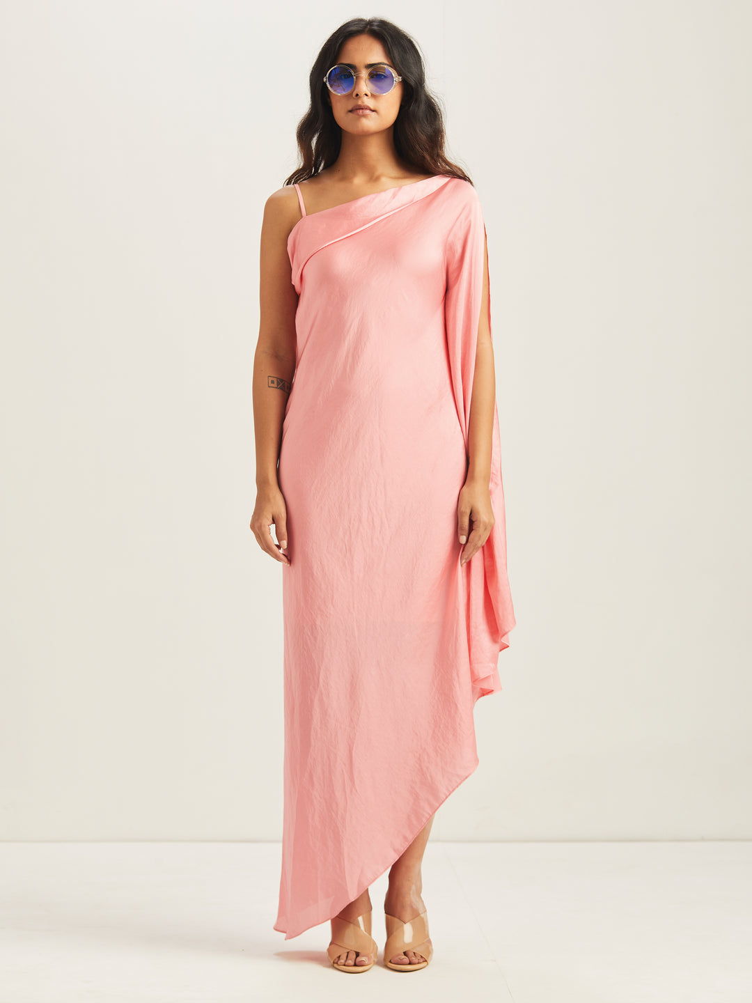 pink toga dress Women's S-M Greek Goddess Toga Dress in Light Pink